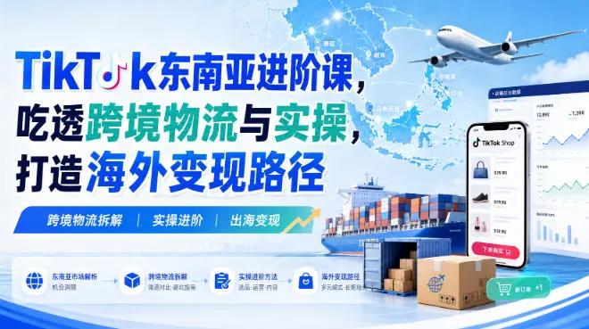 TikTok东南亚进阶课,吃透跨境物流与实操,打造海外变现路径-副业吧
