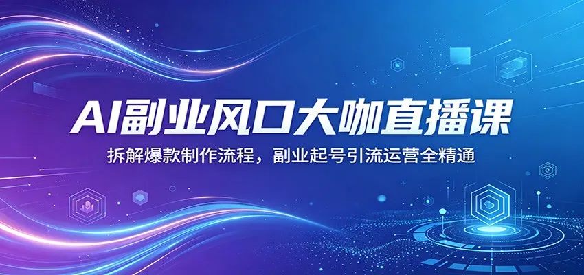 AI副业风口大咖直播课：拆解爆款制作流程，副业起号引流运营全精通-副业吧