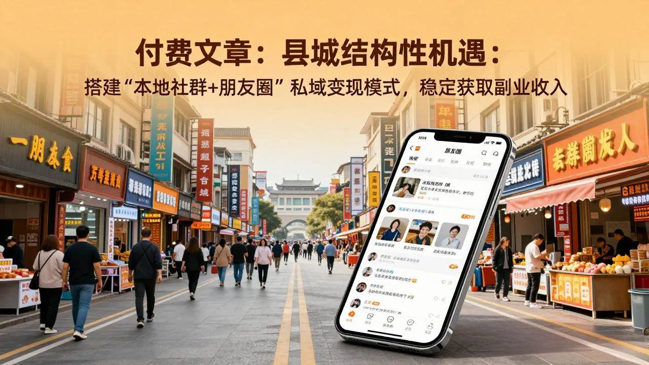 （17518期）付费文章：县城结构性机遇：搭建“本地社群+朋友圈”私域变现模式，稳定获取副业收入-副业吧