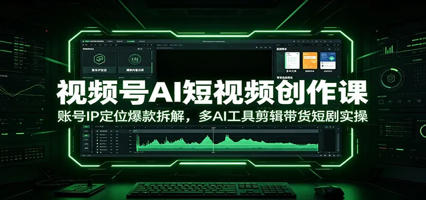 视频号AI短视频创作课：账号IP定位爆款拆解，多AI工具剪辑带货短剧实操-副业吧