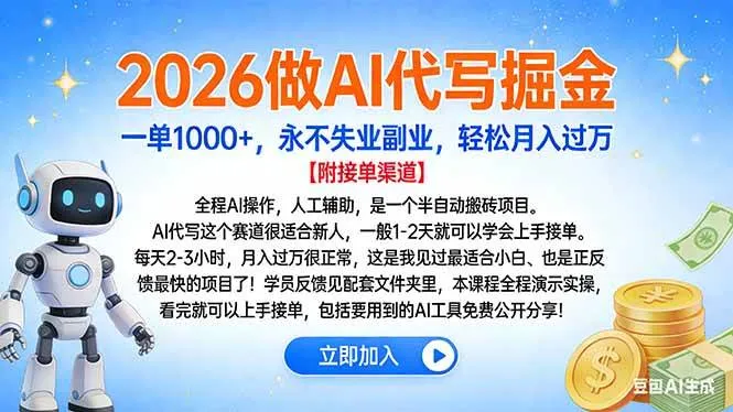 （16924期）2026做AI代写掘金，一单1000+，永不失业副业，轻松月入过万-副业吧