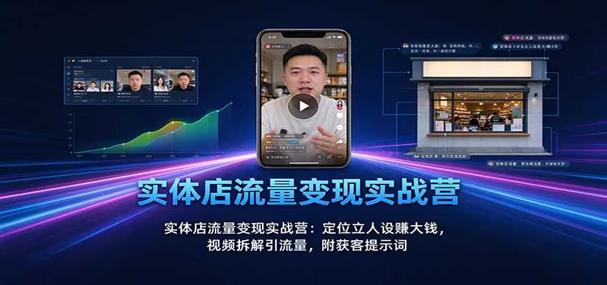 实体店流量变现实战营：定位立人设赚大钱，视频拆解引流量，附获客提示词-副业吧