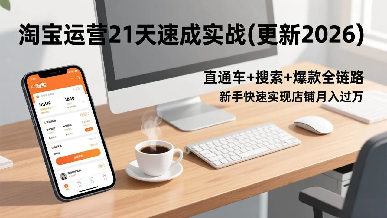 (17201期)淘宝运营21天速成实战(更新2026),直通车+搜索+爆款全链路,新手快速实现店铺月入过万-副业吧