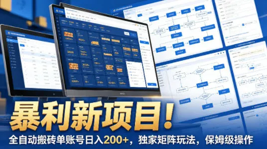 暴利新项目！全自动搬砖单账号日入200+，独家矩阵玩法，保姆级操作【揭秘】-副业吧