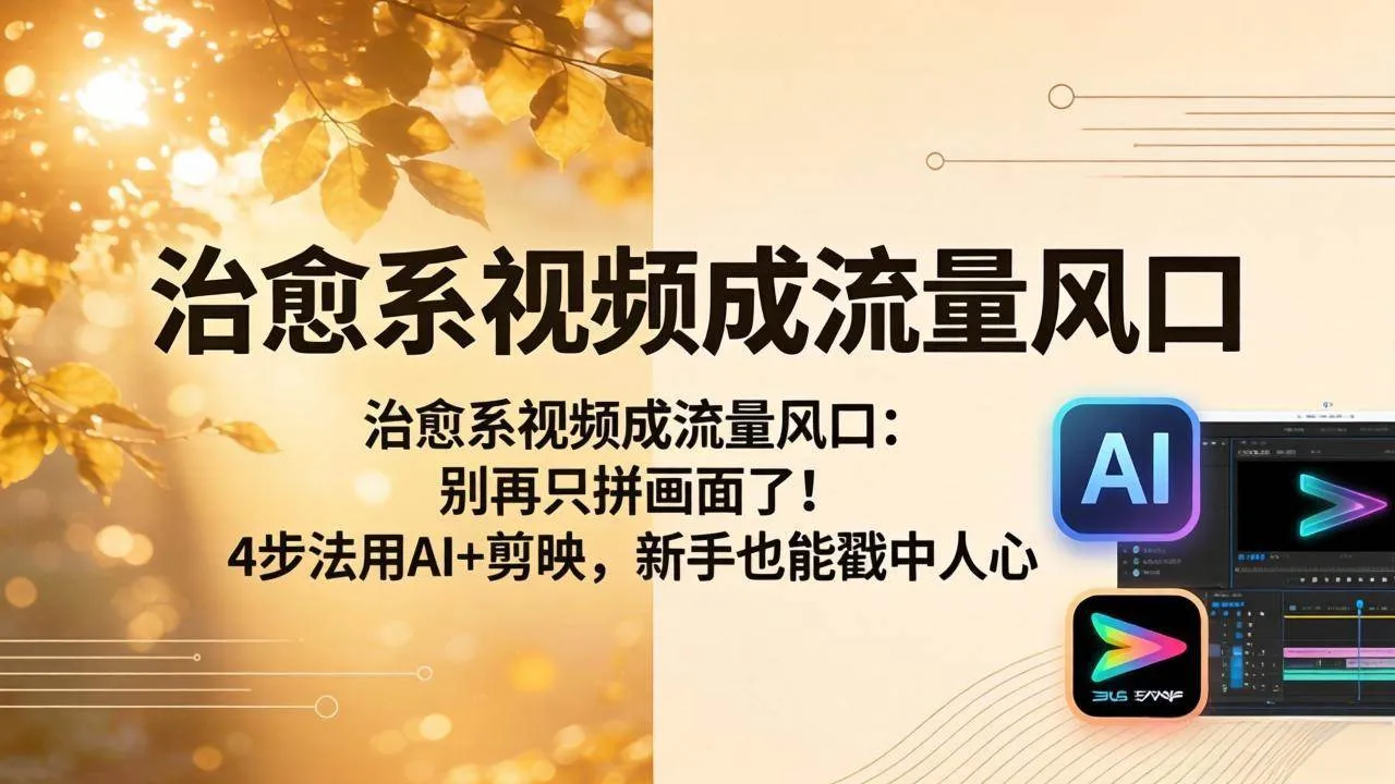 （18219期）治愈系视频成流量风口：别再只拼画面了！4步法用AI+剪映，新手也能戳中人心-副业吧