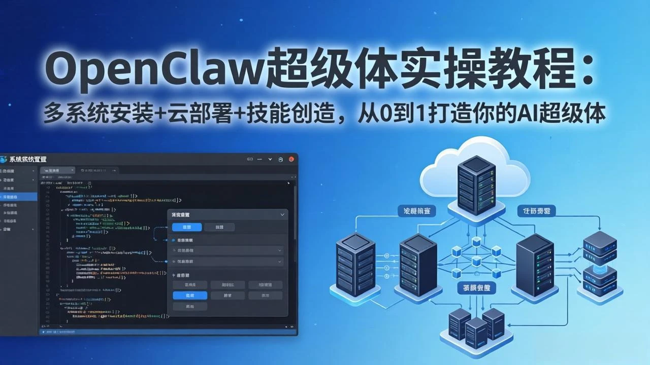 【精】OpenClaw-小龙虾 AI超级体实战指南：多系统安装+云部署+技能创造，从0到1构建你的被动收入项目-副业吧