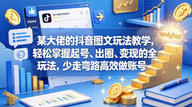 某大佬的抖音图文玩法教学，轻松掌握起号、出圈、变现的全套玩法，少走弯路高效做账号-副业吧