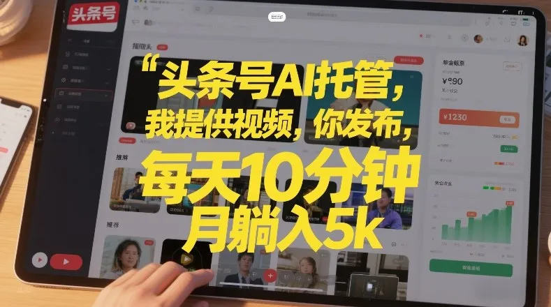 头条号AI托管，我提供视频，你发布，每天10分钟，月躺入5k+【揭秘】-副业吧