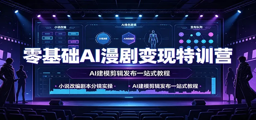 零基础AI漫剧变现特训营:小说改编剧本分镜实操,AI建模剪辑发布一站式教程-副业吧