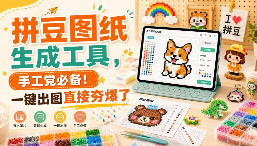 拼豆图纸生成工具,手工党必备!一键出图直接夯爆了-副业吧
