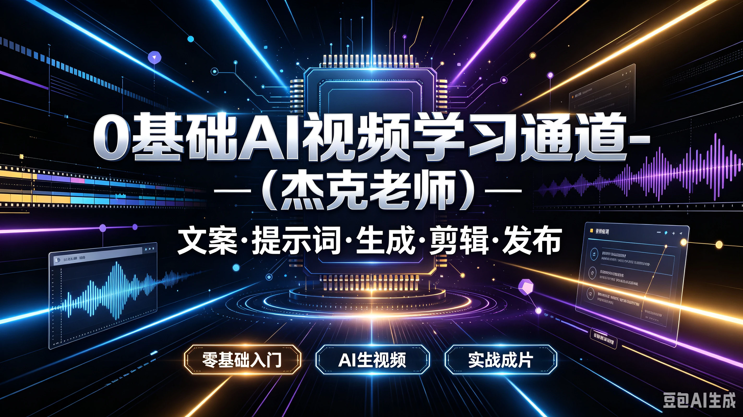 【精】O基础AI视频学习通道一(杰克老师)一文案·提示词·生成·剪辑·发布,零基础入门、AI生视频、实战成片-副业吧