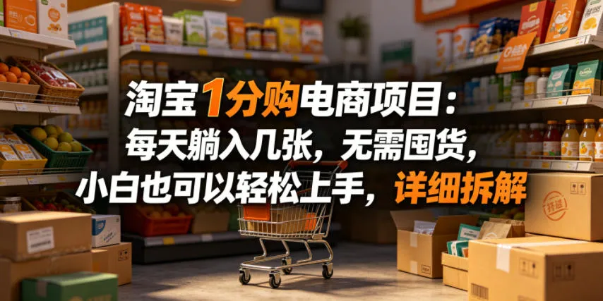 淘宝1分购电商项目：每天躺入几张，无需囤货，小白也可以轻松上手，详细拆解-副业吧