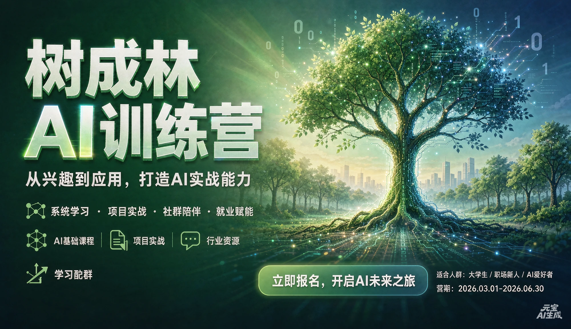 【精】树成林ai训练营,从兴趣到应用,打造AI实战能力-副业吧