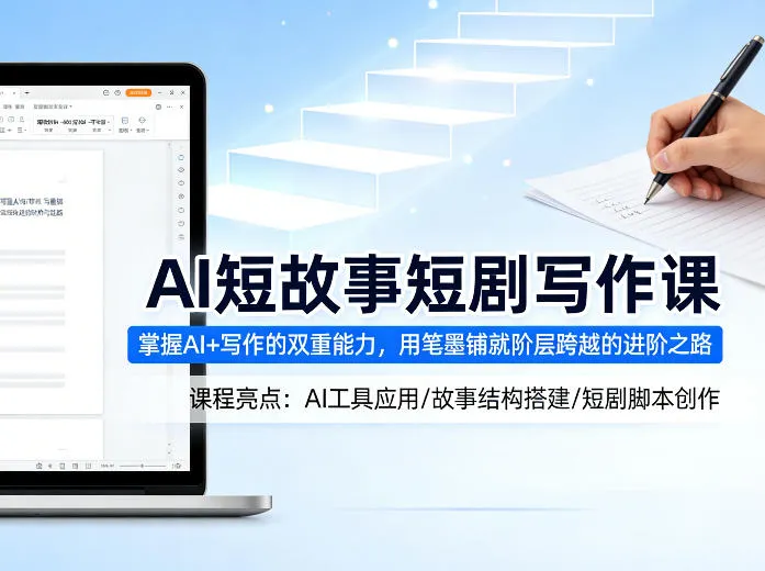 AI短故事短剧写作课，掌握AI+写作的双重能力，用笔墨铺就阶层跨越的进阶之路-副业吧