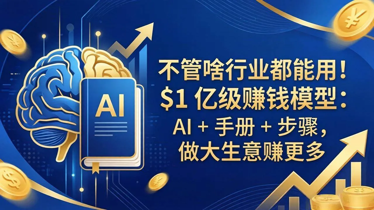 （18055期）不管啥行业都能用！$1 亿级赚钱模型：AI + 手册 + 步骤，做大生意赚更多-副业吧