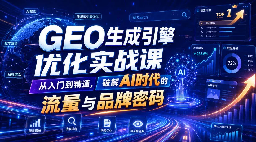 GEO生成引擎优化实战课，从入门到精通，破解AI时代的流量与品牌密码-副业吧