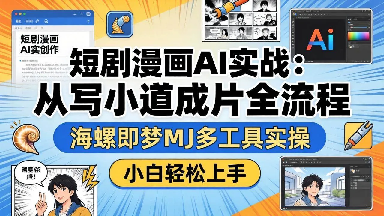 （17945期）短剧漫画AI实战：从写小说到成片全流程，海螺即梦MJ多工具实操，小白轻松上手-副业吧