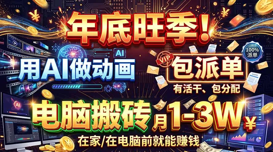AI代做动画,旺季捡钱!一单500-1000+,提供做单渠道,新手可做!-副业吧