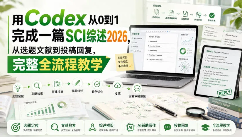 用Codex从0到1完成一篇SCI综述2026,从选题文献到投稿回复,完整全流程教学-副业吧