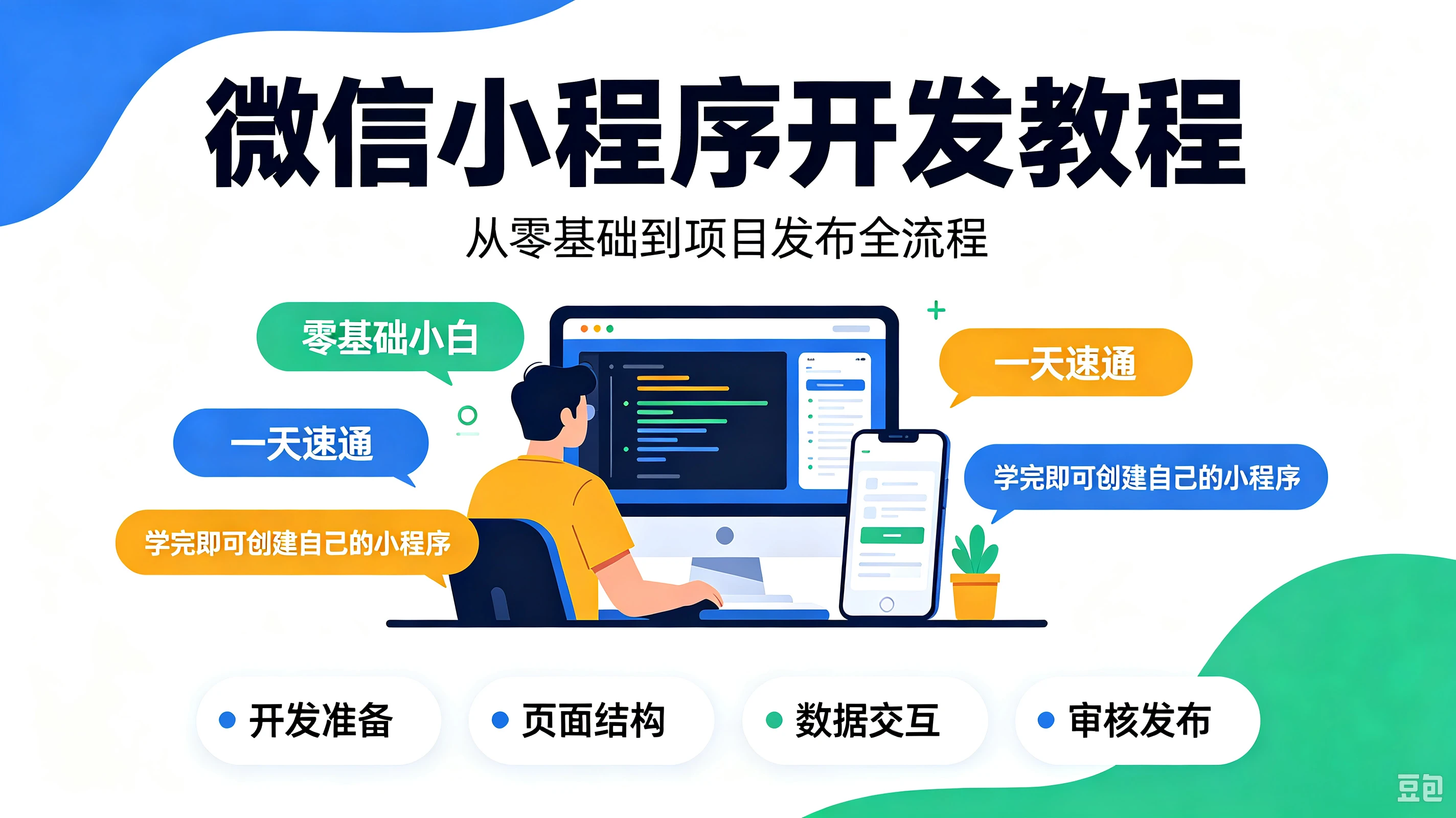 【精】微信小程序开发教程,真正适合零基础小白的微信小程序实战课程,从零基础到项目发布全流程,带你一天速通微信小程序,学完即可创建属于自己的小程序!-副业吧