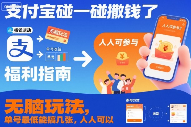 支付宝碰一碰撒钱了,无脑玩法,单号最低能搞几张,人人可以撸【揭秘】-副业吧