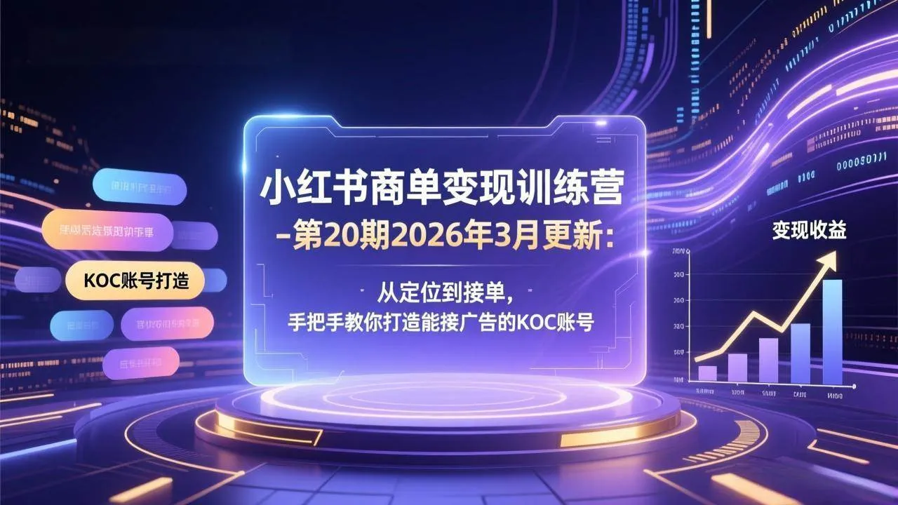 （17590期）小红书商单变现训练营-第20期26年3月更新：从定位到接单，手把手教你打造能接广告的KOC账号-副业吧