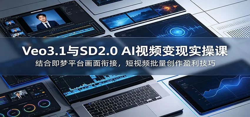 Veo3.1与SD2.0 AI视频变现实操课课:结合即梦平台画面衔接,短视频批量创作盈利技巧-副业吧