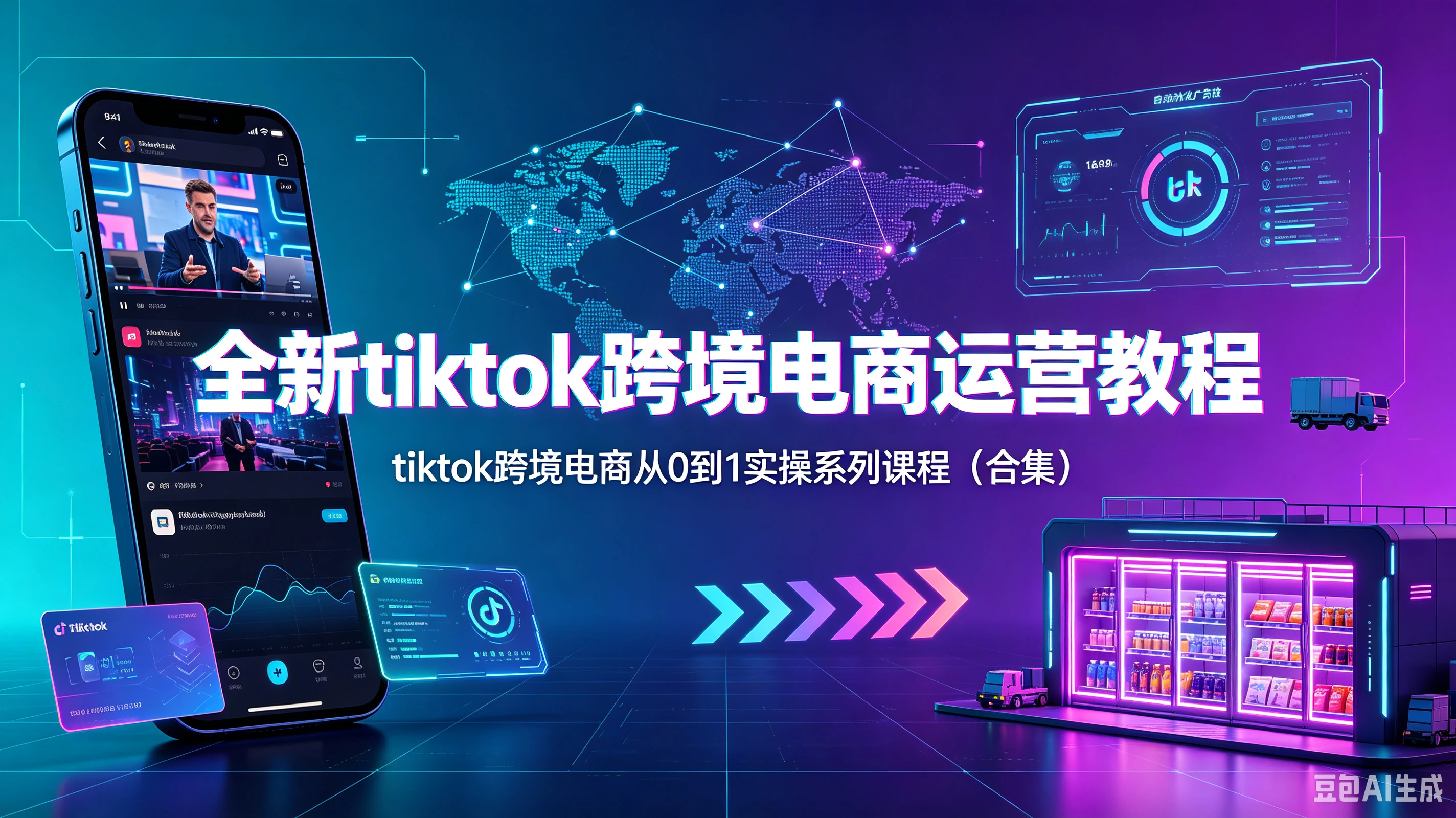 【精】全新tiktok跨境电商运营教程,tiktok跨境电商从0到1实操系列课程(合集)-副业吧