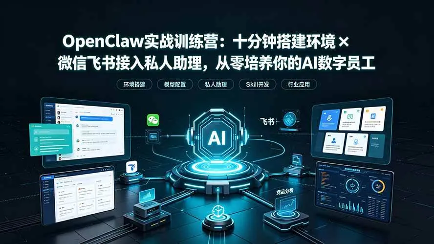 (19287期)OpenClaw实战特训营:十分钟搭建环境×微信飞书接入私人助理,从零培养你的AI数字员工-副业吧