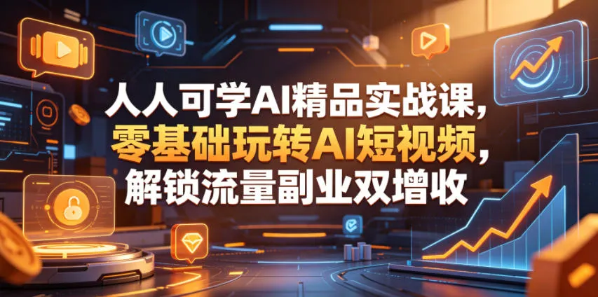 人人可学AI精品实战课,零基础玩转AI短视频,解锁流量副业双增收-副业吧