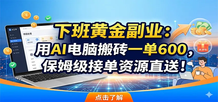下班黄金副业:用AI电脑搬砖一单600,保姆级接单资源直送!-副业吧