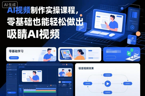 【精】AI视频制作实操课程,零基础也能轻松做出吸睛AI视频-副业吧