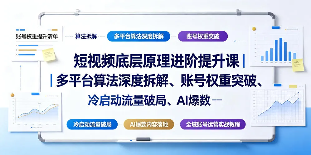 短视频底层原理进阶提升课|多平台算法深度拆解、账号权重突破、冷启动流量破局、AI爆款内容落地与全域账号运营实战教程-副业吧