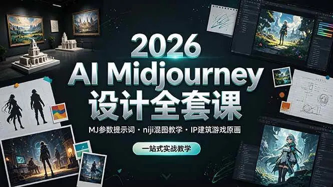 (19209期)2026 AI Midjourney设计全套课,MJ参数提示词niji混图教学,IP建筑游戏原画一站式实战教学-副业吧 (19209期)2026 AI Midjourney设计全套课,MJ参数提示词niji混图教学,IP建筑游戏原画一站式实战教学-副业吧