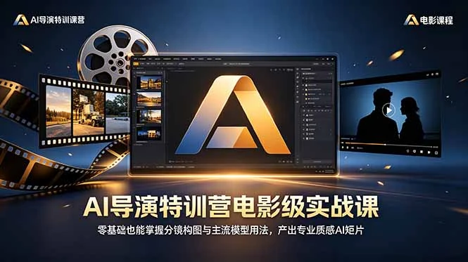 【精】AI导演特训营电影级实战课,零基础也能掌握分镜构图与主流模型用法,产出专业质感AI短片-副业吧