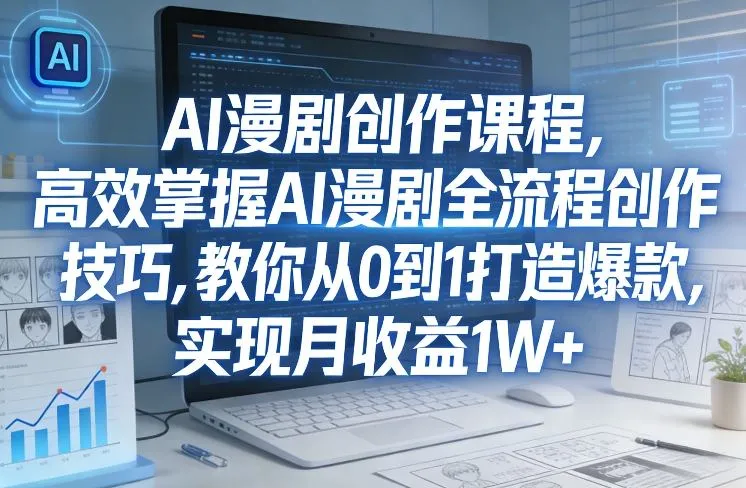某社群AI漫剧创作课程，高效掌握AI漫剧全流程创作技巧，教你从0到1打造爆款，实现月收益1W+-副业吧