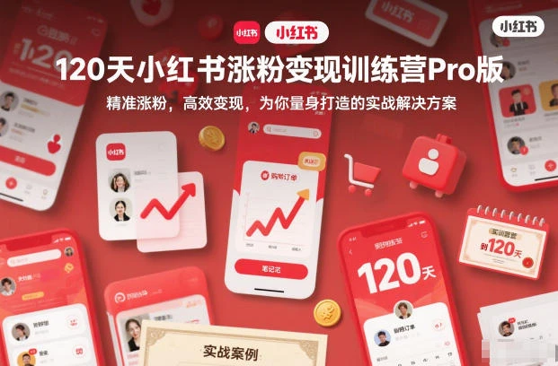 【精】120天小红书涨粉变现训练营Pro版，精准涨粉，高效变现，为你量身打造的实战解决方案-副业吧