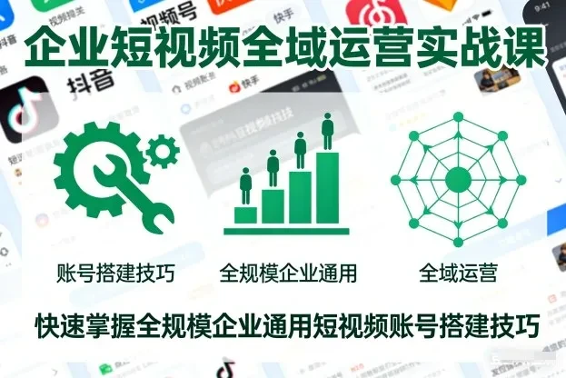 【精】企业短视频全域运营实战课,快速掌握全规模企业通用短视频账号搭建技巧-副业吧