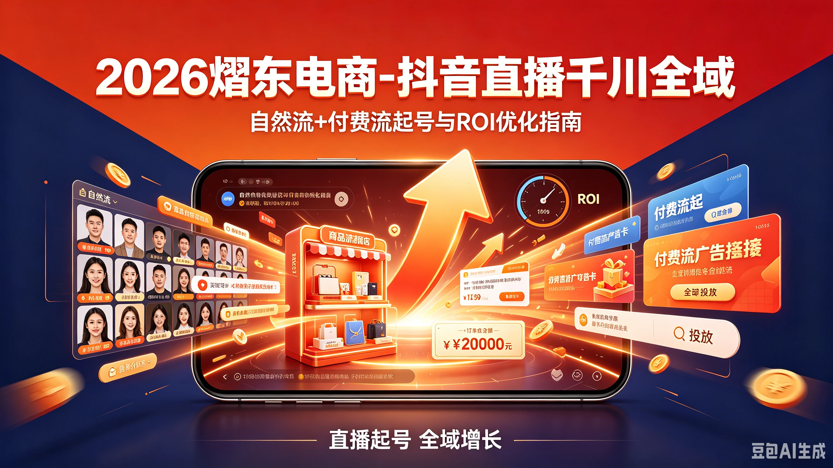 【精】2026熠东电商-抖音直播千川全域：自然流+付费流起号与ROI优化指南(26年5月15-19日)-副业吧
