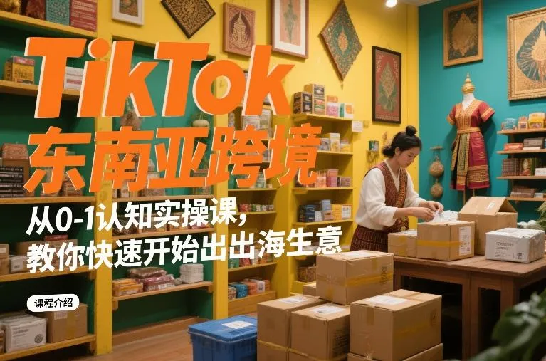 TikTok东南亚跨境从0-1认知实操课，教你快速开始出海生意-副业吧