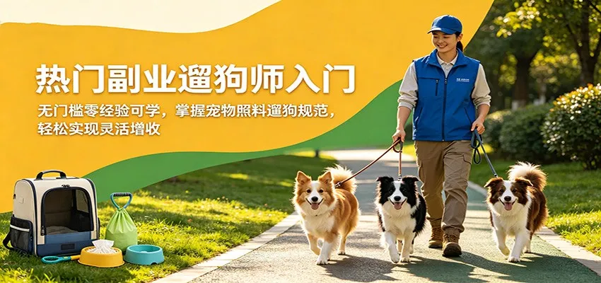 热门副业遛狗师入门，无门槛零经验可学，掌握宠物照料遛狗规范，轻松实现灵活增收-副业吧