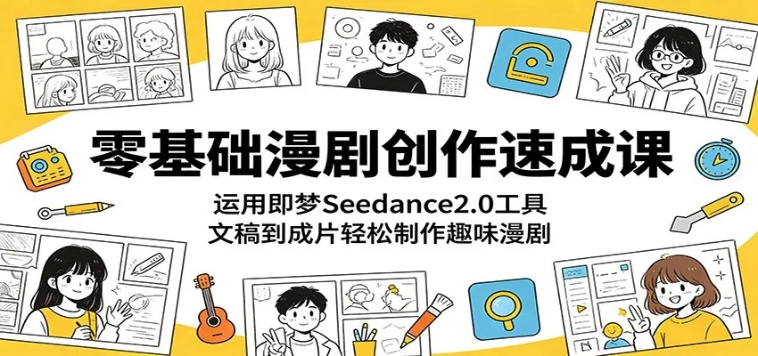 零基础漫剧创作速成课:运用即梦Seedance2.0工具,文稿到成片轻松制作趣味漫剧-副业吧