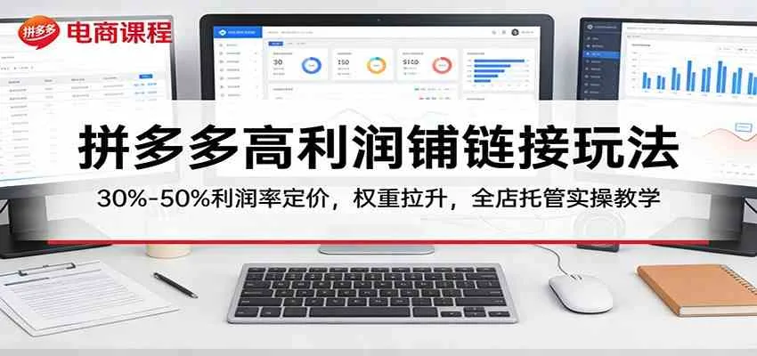 拼多多高利润铺链接玩法：30%–50%利润率定价，权重拉升，全店托管实操教学-副业吧