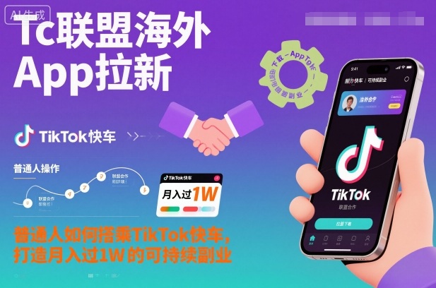 Tc联盟海外App拉新:普通人如何搭乘TikTok快车,打造月入过1W的可持续副业-副业吧
