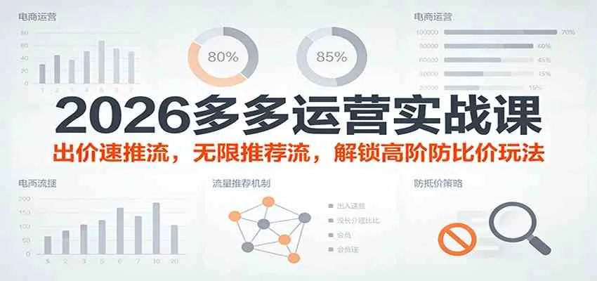 2026多多运营实战课：出价速推流，无限推荐流，解锁高阶防比价玩法（更新）-副业吧