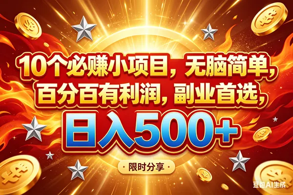 （18092期）10个必赚小项目，百分百赚米，无脑简单，副业首选，日入499+-副业吧