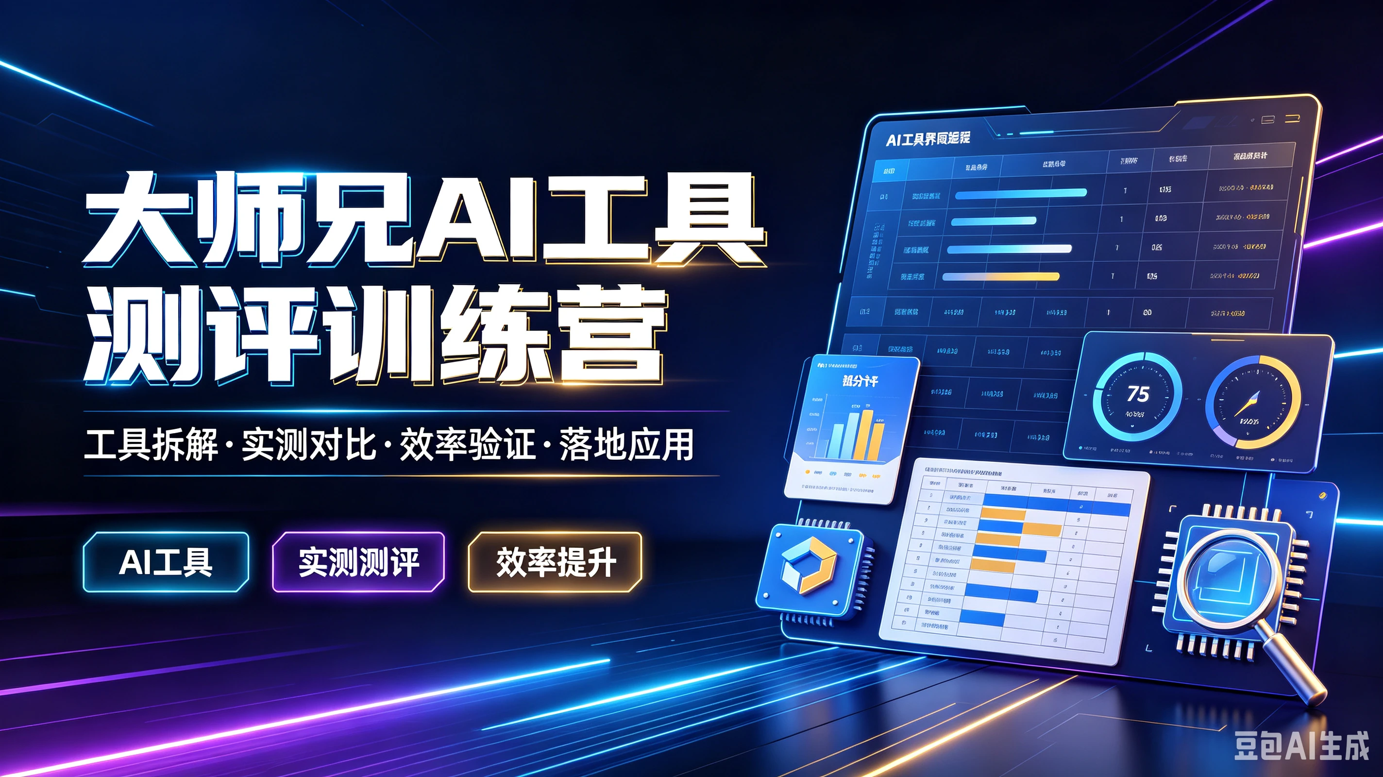 【精】大师兄AI工具测评训练营,工具拆解·实测对比·效率验证·落地应用,AI工具、实测测评、效率提升-副业吧
