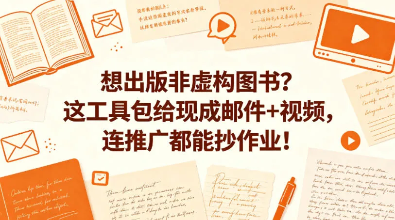 想出版非虚构图书？这工具包给现成邮件+视频，连推广都能抄作业！【原创双语字幕】-副业吧