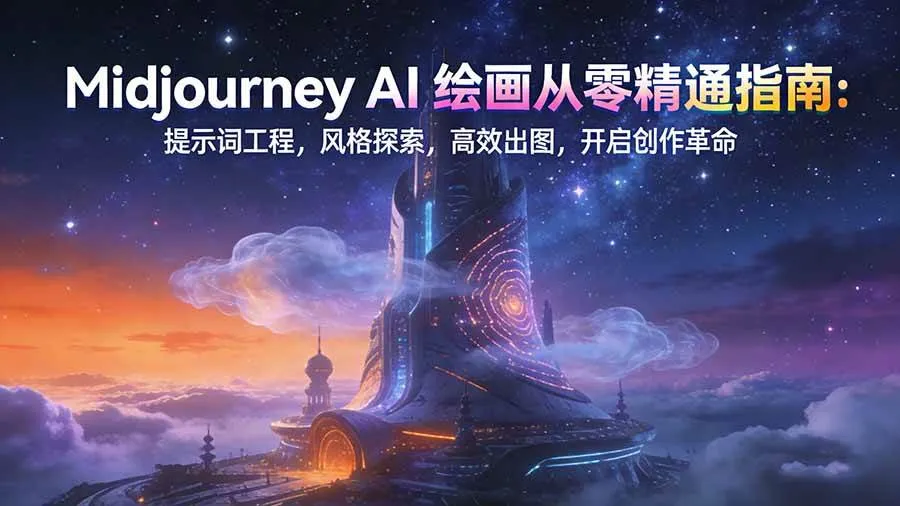 （17118期）Midjourney AI绘画从零精通指南：提示词工程，风格探索，高效出图，开启创作革命-副业吧