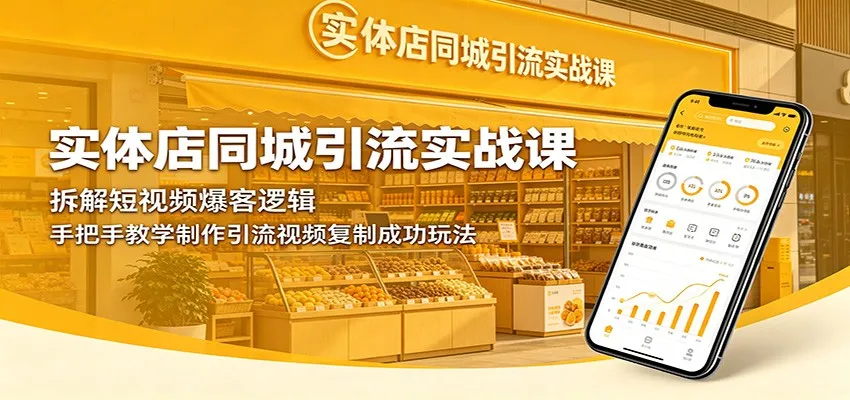 实体店同城引流实战课：拆解短视频爆客逻辑，手把手教学制作引流视频复制成功玩法-副业吧